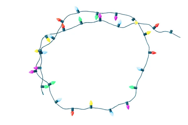 Kerstverlichting String Geïsoleerd Witte Achtergrond Met Clipping Pad — Stockfoto