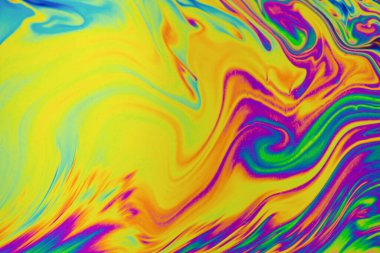 Psikedelik çok renkli arkaplan. Sabun köpüklerinin makro fotoğraf çekimi