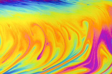 Psikedelik çok renkli arkaplan. Sabun köpüklerinin makro fotoğraf çekimi