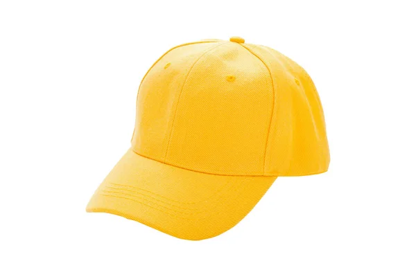 Gelbe Baseballkappe Auf Weißem Hintergrund Mit Schnittpfad — Stockfoto