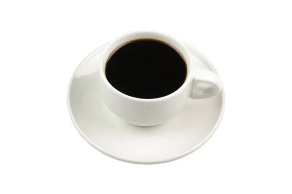 Tasse à café et soucoupe sur fond blanc. — Photo