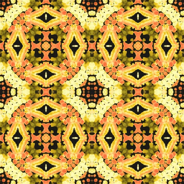 Ikat Ethnic Abstract Pattern Mystický Vzorec Winter Gold Grunge Akvarelová — Stock fotografie