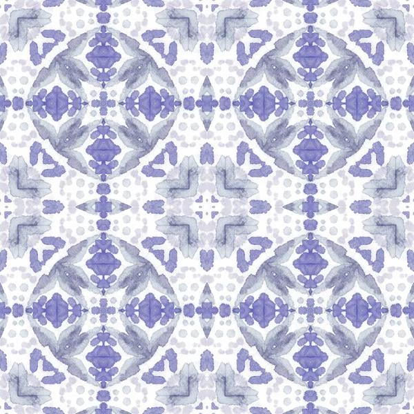 Mexican Geometry Pattern Indian Pattern Indigo Tie Dye Batic Aquarelle — Stock Photo, Image