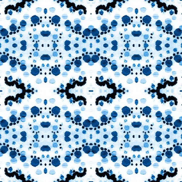 Elemento Ornamentale Etnico Schema Sciamano Blue Tie Dye Batic Pittura — Foto Stock