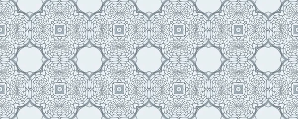 Horizontal Nahtloses Design Mosaikfliese Ornamentale Geometrie Schwarz Weiß Stickereidruck Old — Stockfoto