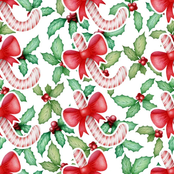 Beyaz arka planda el yapımı kutsal yapraklar, böğürtlenler ve lolipoplar olan kusursuz bir suluboya deseni. Baskı, kart, davetiye, duvar kağıdı, kumaş, ev dekorasyonu