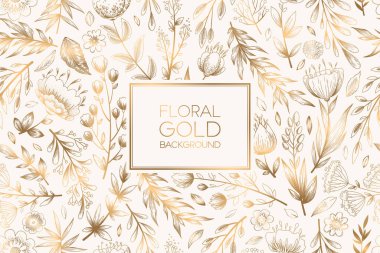 Beyaz arka planda çiçekler, bitkiler, yapraklar ve dallar çizilmiş kusursuz çiçek desenleri. Baskı, kumaş, davetiye, broşür, kart, duvar kağıdı için zarif tasarım şablonu