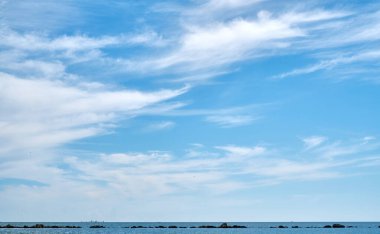 İtalya 'daki Beach Marina di Ravana' dan Horizon Line.