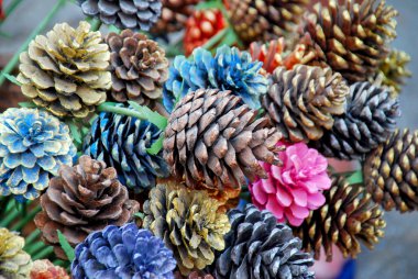 Renkli kozalaklar Chiangmai, Kuzey Tayland boyalı.