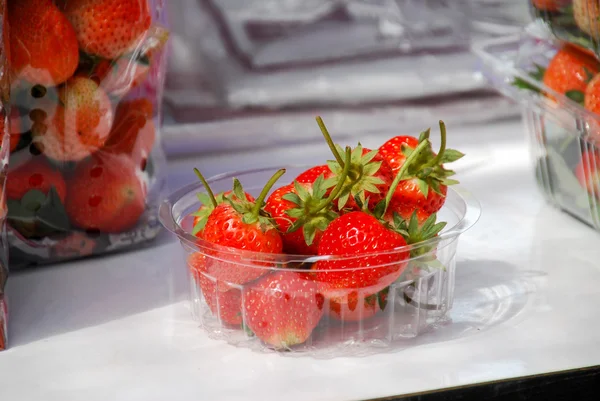 Fresh strawberry in bucket — Stock Photo, Image