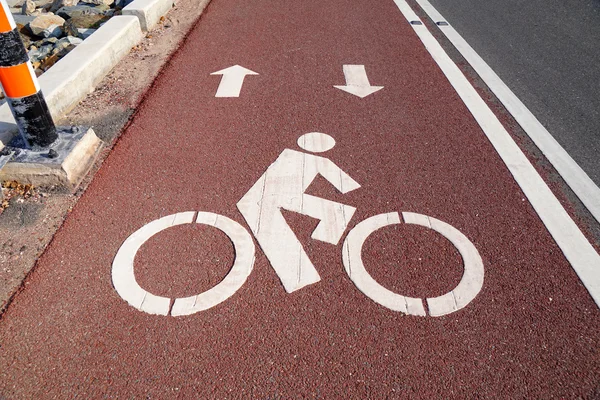 Bike lane or bicycle path and coastal road — Stock Photo, Image