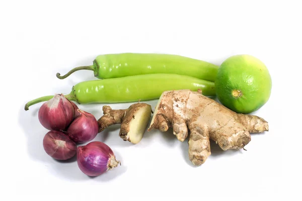 Cebola, Gengibre, Limão, Pimenta — Fotografia de Stock