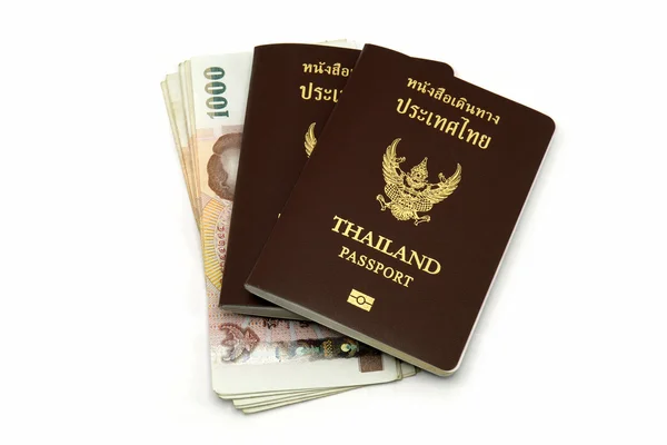 Thailand passport and Thai money — Stock Photo, Image