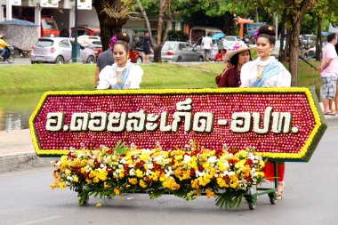 2013 'te ChiangMai Çiçek Festivali' nde Taylandlılar geçit töreninde