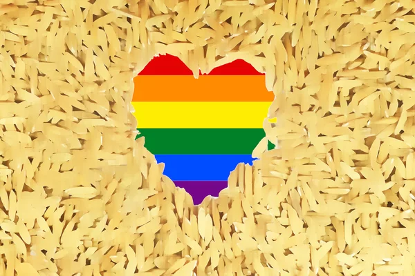 Rainbow heart and the LGBT gay pride flag — Stock Photo, Image
