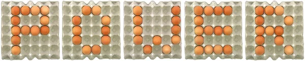 PODER palavra de ovos em bandeja de papel — Fotografia de Stock