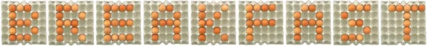 DESAYUNO palabra de los huevos en bandeja de papel — Foto de Stock