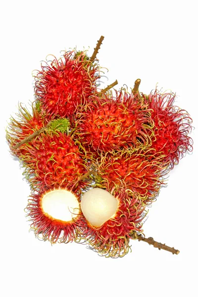 Group of fresh rambutan fruit on white background. — Stockfoto