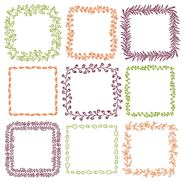 Lot de 9 cadres carrés décoratifs — Image vectorielle