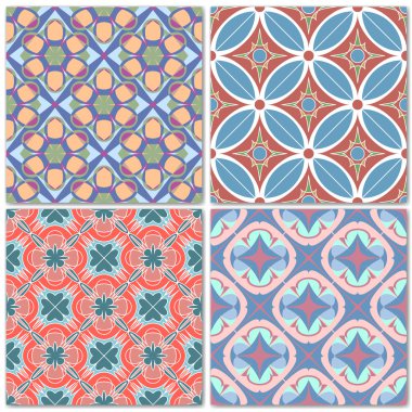 4 dekoratif mozaik Dikişsiz desen seti