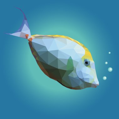 Tropik bir unicornfish çokgen çizimi.