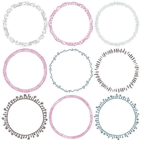Set of 9 decorative circle border frames. — Stockový vektor