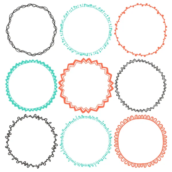 Set of 9 decorative circle border frames. — Stockový vektor