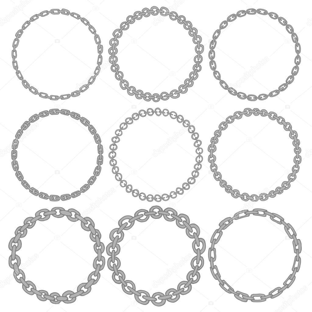 Set of 9 decorative circle border frames. Silver Chain round wreaths for use as a decorative element, for logo, emblem. Circle design for round frames. These pattern brush you can find in my portfolio