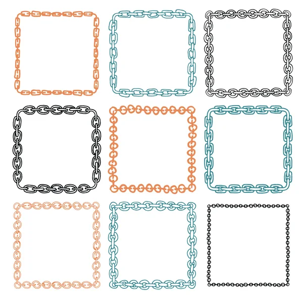 Set of 9 decorative square border frames. — ストックベクタ