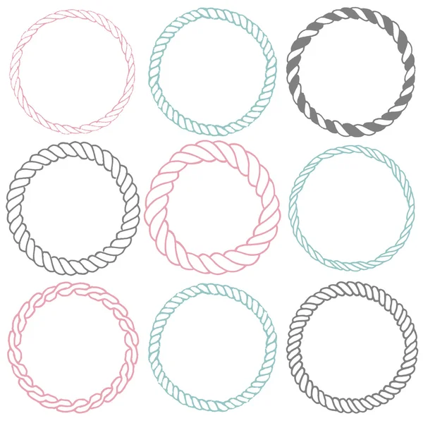 Set of 9 decorative circle border frames. — ストックベクタ