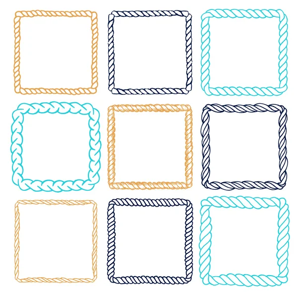 Set of 9 decorative square border frames. — Stockvector