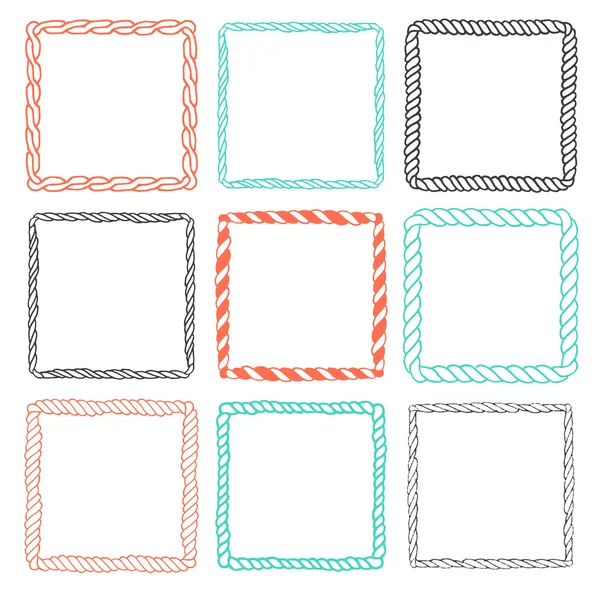 Set of 9 decorative square border frames. — Stock vektor