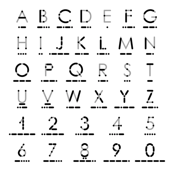 Alfabeto e numeri nel codice Morse . — Vettoriale Stock