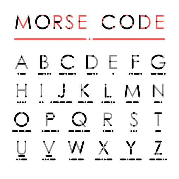Alfabeto latino en el Código Morse internacional — Archivo Imágenes Vectoriales