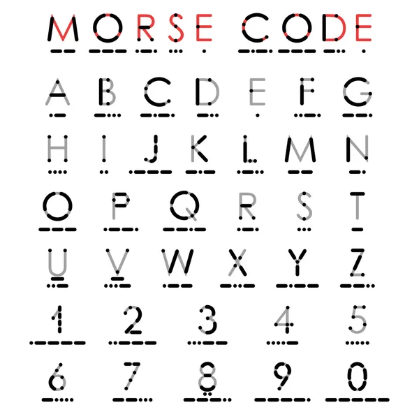 Alfabetet och siffror i Morse Code. — Stock vektor