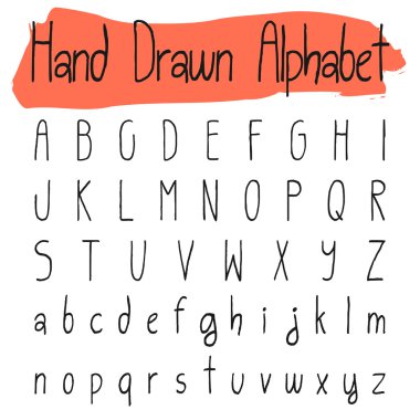 El yazısı basit vektör alfabe seti