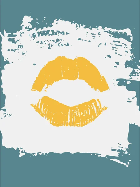 口紅の接吻と装飾的なグリーティング カード — ストックベクタ