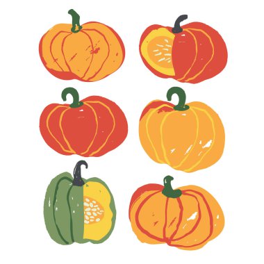 El yapımı balkabağı seti. Fırça sonbahar tasarımı