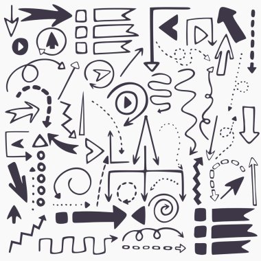 vektör el çizilen okları