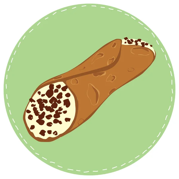 Ilustração desenhada à mão dos típicos cannoli de sobremesa siciliana . —  Vetores de Stock