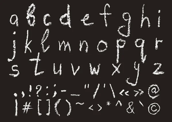 Handgeschriebene Kreide Kleinbuchstaben englisches Alphabet — Stockvektor