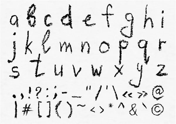 手書きのベクトル炭小文字アルファベット — ストックベクタ