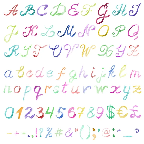 Handgezeichnetes Aquarell-Alphabet. — Stockvektor