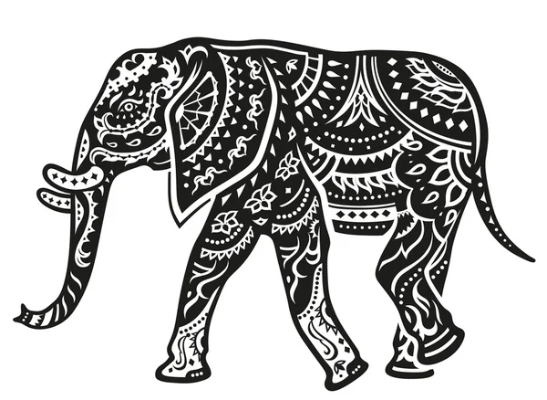 Ethnic ornamented elephant — Stock Vector