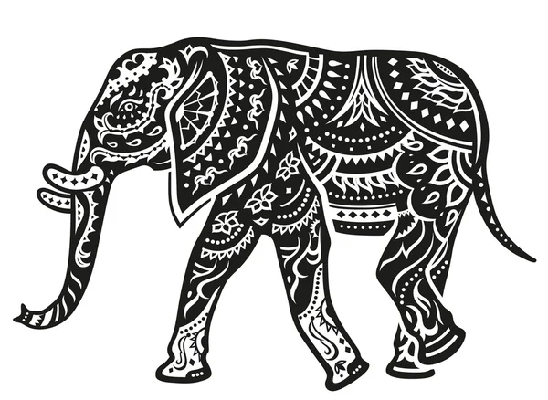 Etniska ornamenterade elefant — Stock vektor