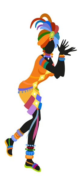 Mujer africana bailando — Vector de stock