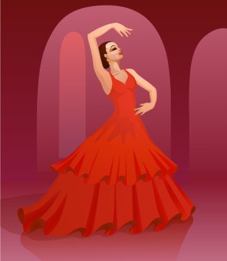 Spanish girl performs a dance clipart