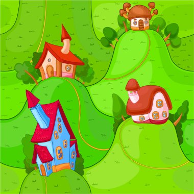 Little fairy houses clipart