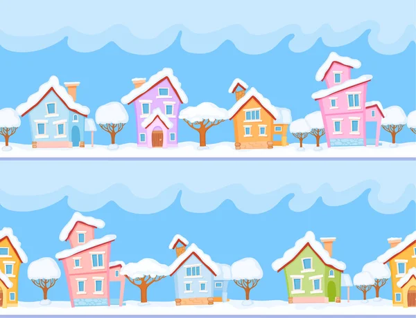 Winter houses and trees — Stock Vector