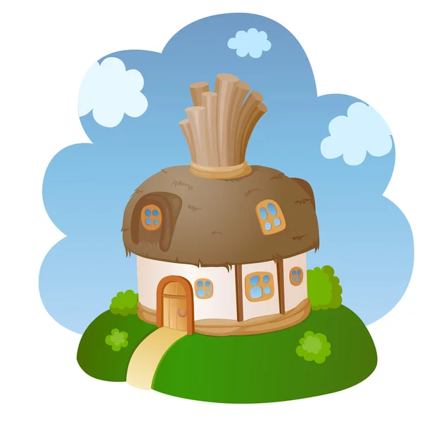 リードの屋根の小さな家 — ストックベクタ
